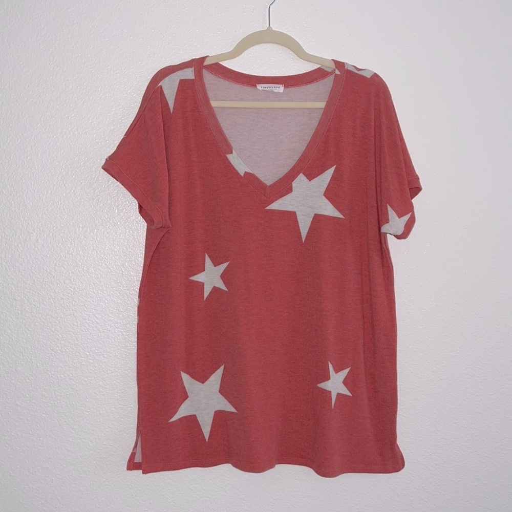 Cozy oversized star print top *flawed* size large